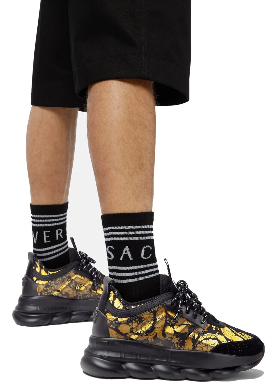 Versace Chain Reaction Sneakers Central Greek Key Print price in Nigeria. Buy Versace Chain Reaction Sneakers Black Authentic Original Shoes in Lagos Abuja Port Harcourt Jos Kano Ibadan Akure Ado Nigeria